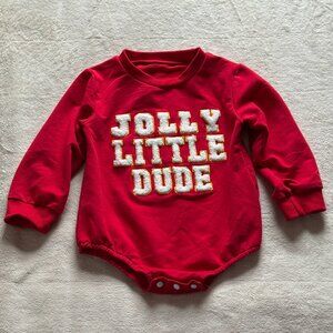 Jolly Little Dude Red Onesie Christmas ~ 9-12 Months